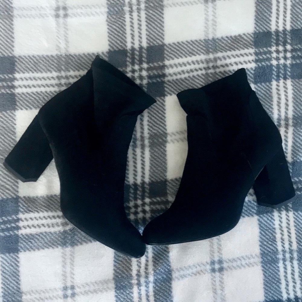 Black ankle booties with heels
